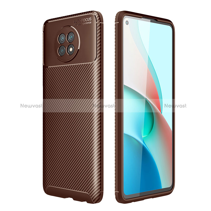 Silicone Candy Rubber TPU Twill Soft Case Cover for Xiaomi Redmi Note 9T 5G Brown