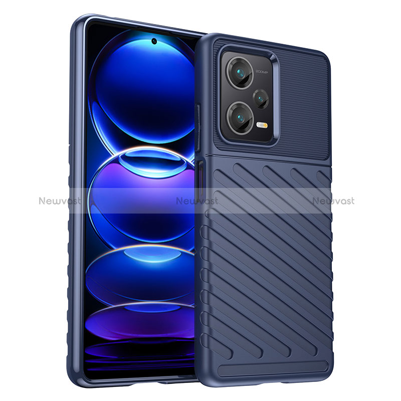 Silicone Candy Rubber TPU Twill Soft Case Cover MF1 for Xiaomi Redmi Note 12 Pro+ Plus 5G Blue