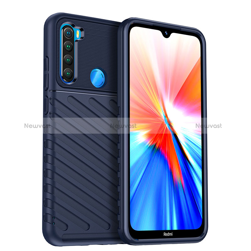 Silicone Candy Rubber TPU Twill Soft Case Cover MF1 for Xiaomi Redmi Note 8 (2021) Blue