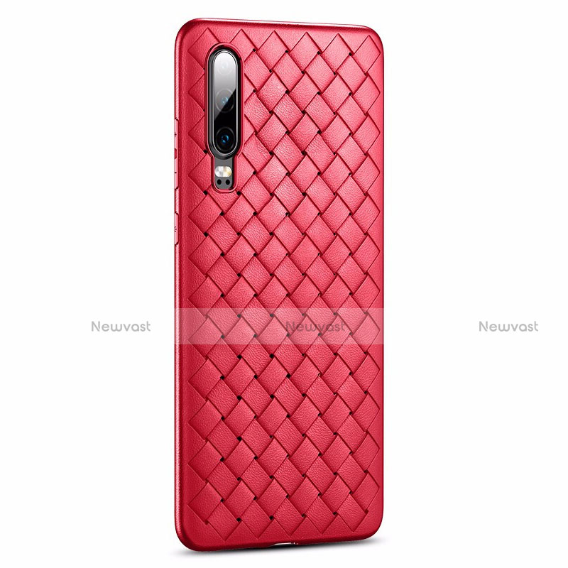 Silicone Candy Rubber TPU Twill Soft Case Cover R01 for Huawei P30 Red