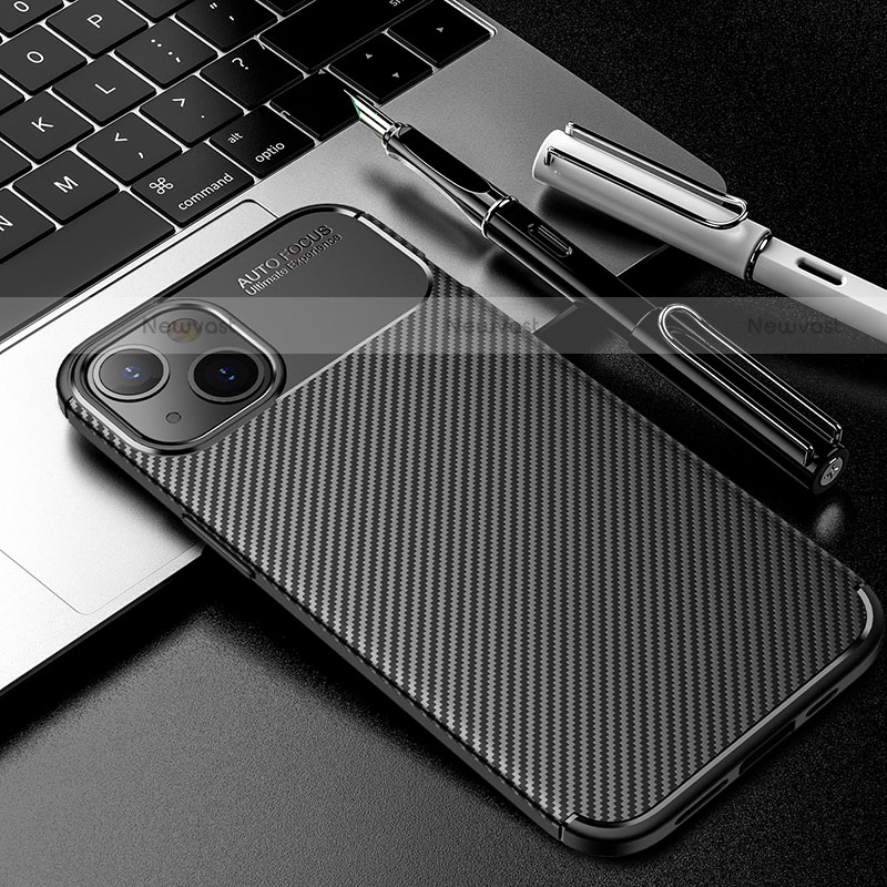 Silicone Candy Rubber TPU Twill Soft Case Cover S01 for Apple iPhone 13 Mini Black