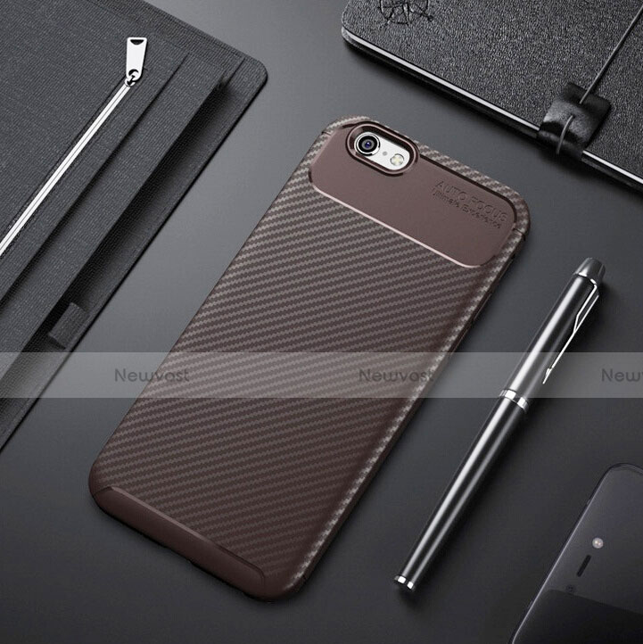 Silicone Candy Rubber TPU Twill Soft Case Cover S01 for Apple iPhone 6 Brown