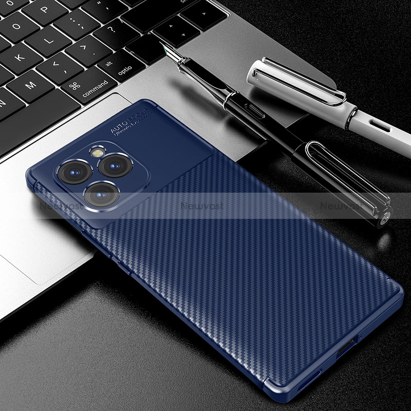 Silicone Candy Rubber TPU Twill Soft Case Cover S01 for Huawei Honor 60 SE 5G Blue