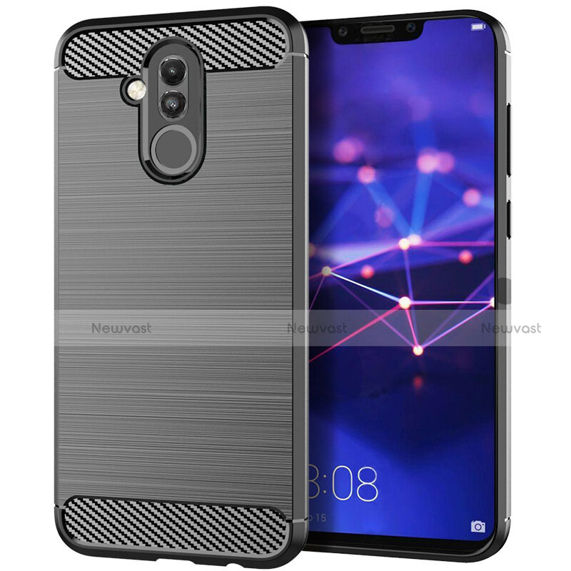 Silicone Candy Rubber TPU Twill Soft Case Cover S01 for Huawei Mate 20 Lite Gray