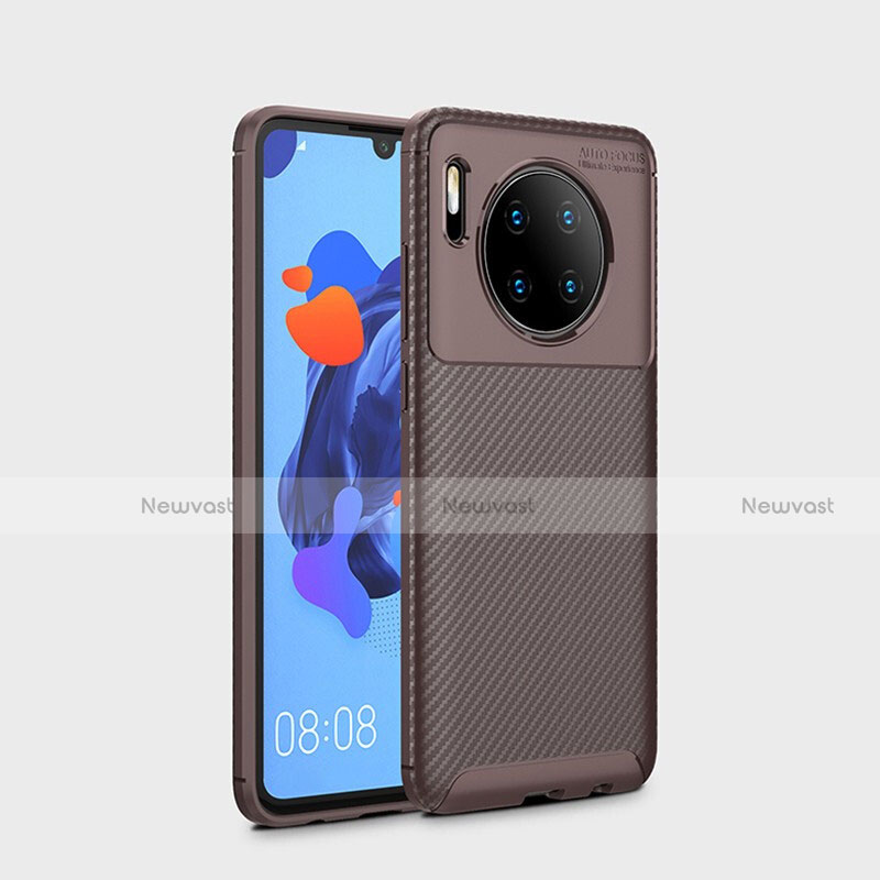 Silicone Candy Rubber TPU Twill Soft Case Cover S01 for Huawei Mate 30 Pro 5G Brown