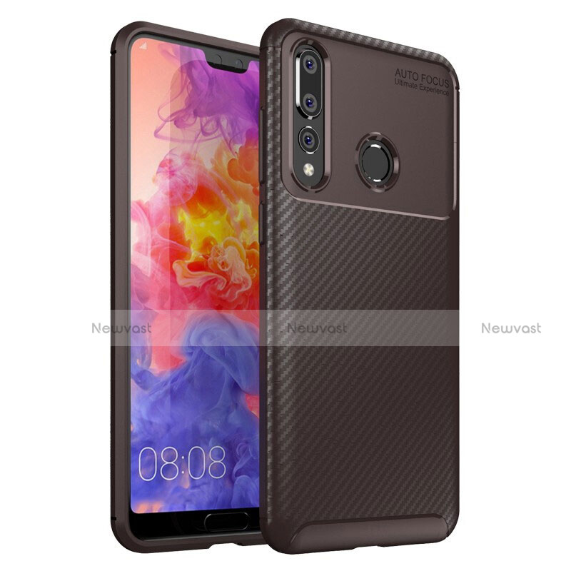 Silicone Candy Rubber TPU Twill Soft Case Cover S01 for Huawei P30 Lite Brown