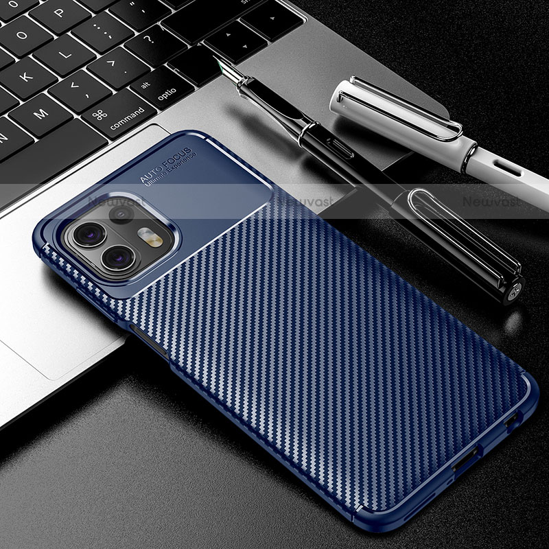 Silicone Candy Rubber TPU Twill Soft Case Cover S01 for Motorola Moto Edge 20 Lite 5G Blue