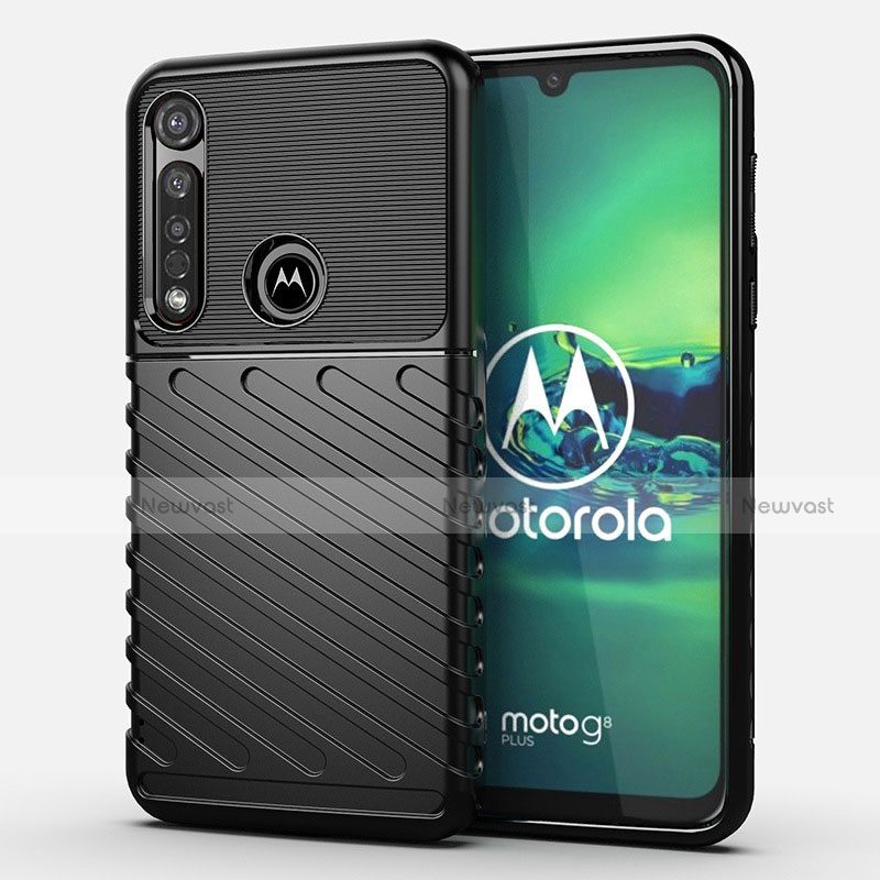 Silicone Candy Rubber TPU Twill Soft Case Cover S01 for Motorola Moto G8 Plus Black