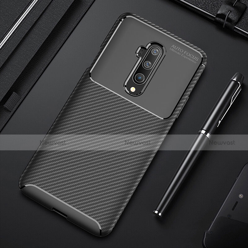 Silicone Candy Rubber TPU Twill Soft Case Cover S01 for OnePlus 7T Pro 5G Black