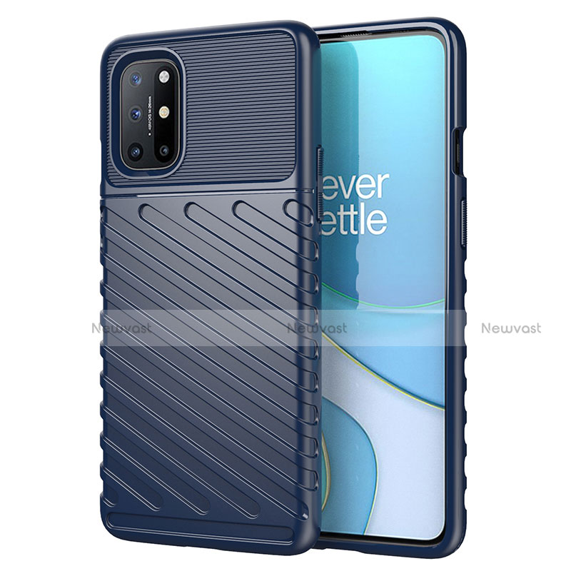 Silicone Candy Rubber TPU Twill Soft Case Cover S01 for OnePlus 8T 5G Blue