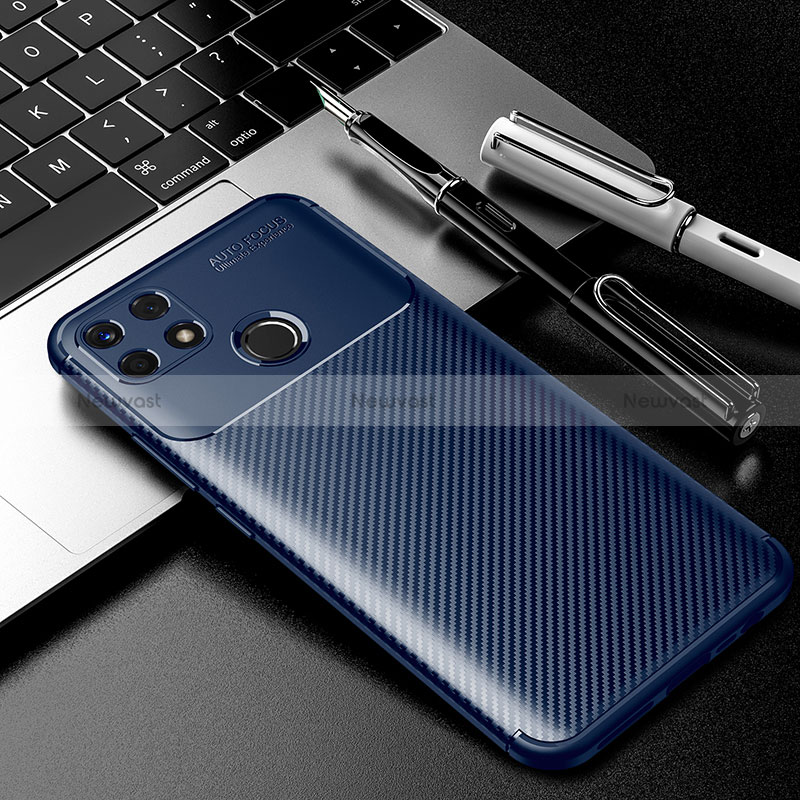 Silicone Candy Rubber TPU Twill Soft Case Cover S01 for Realme C25S Blue