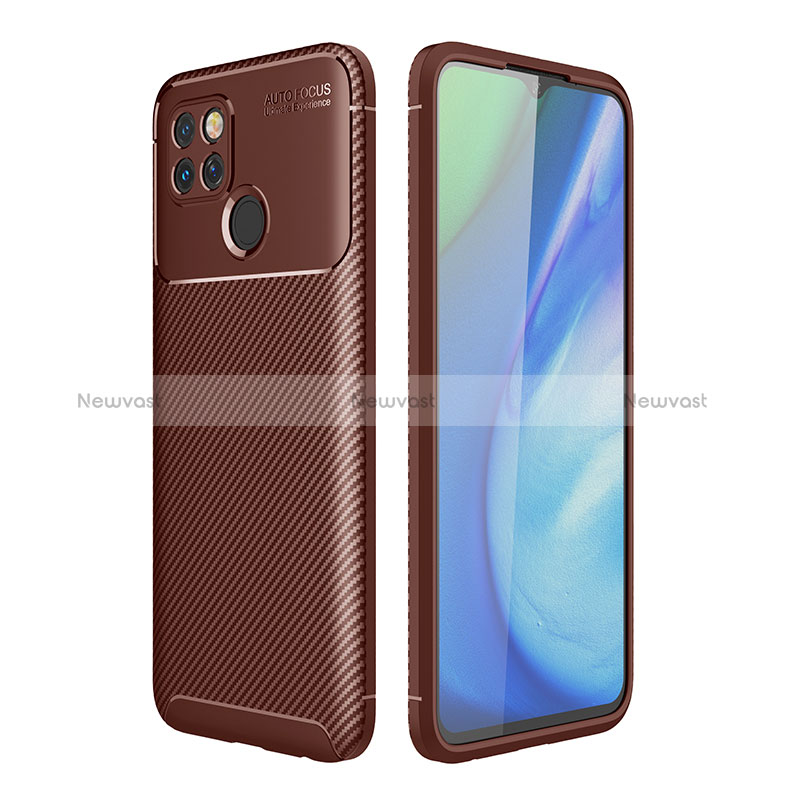 Silicone Candy Rubber TPU Twill Soft Case Cover S01 for Realme Q2i 5G Brown