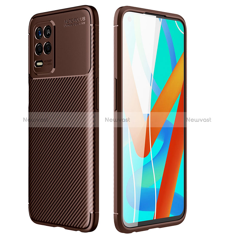 Silicone Candy Rubber TPU Twill Soft Case Cover S01 for Realme Q3i 5G Brown