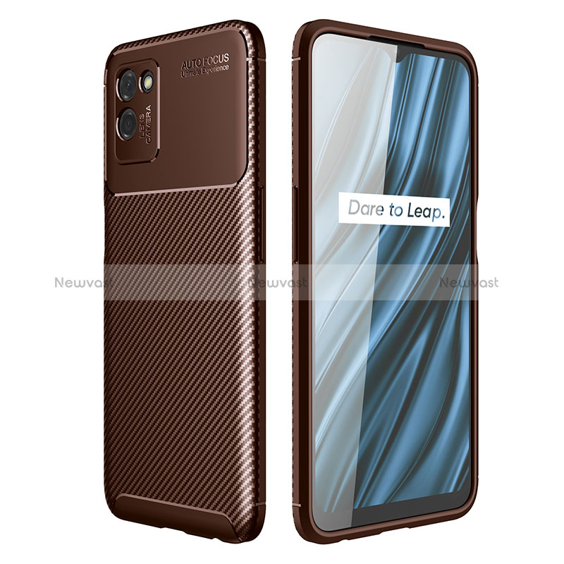 Silicone Candy Rubber TPU Twill Soft Case Cover S01 for Realme V11 5G Brown