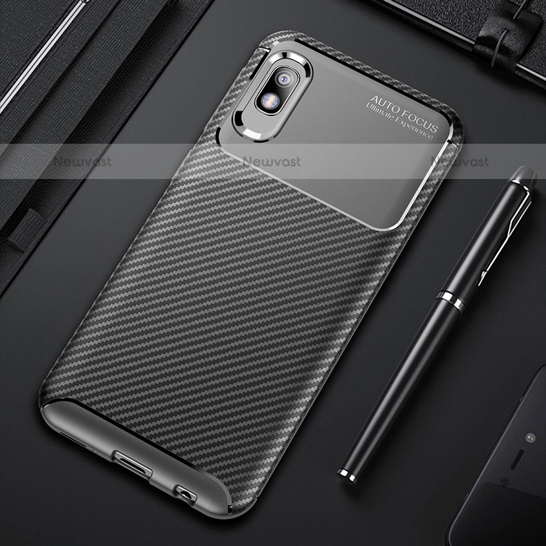 Silicone Candy Rubber TPU Twill Soft Case Cover S01 for Samsung Galaxy A10e Black