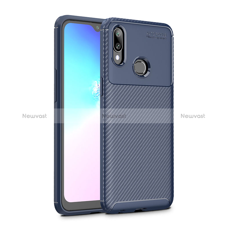 Silicone Candy Rubber TPU Twill Soft Case Cover S01 for Samsung Galaxy A10s Blue