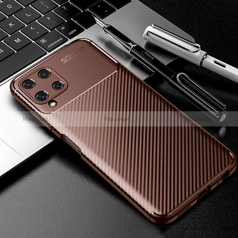 Silicone Candy Rubber TPU Twill Soft Case Cover S01 for Samsung Galaxy A22 4G Brown