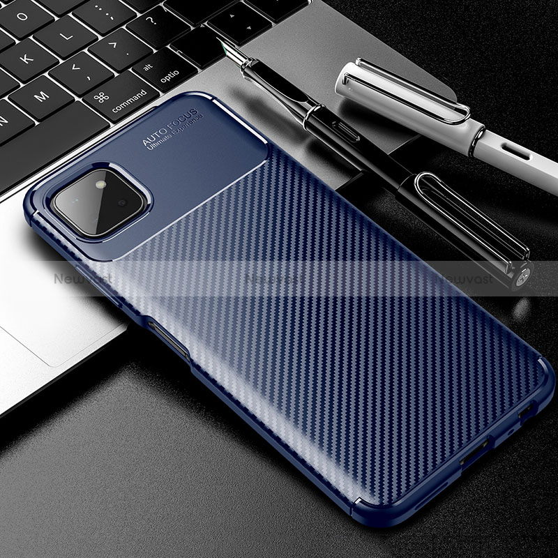 Silicone Candy Rubber TPU Twill Soft Case Cover S01 for Samsung Galaxy A22s 5G Blue