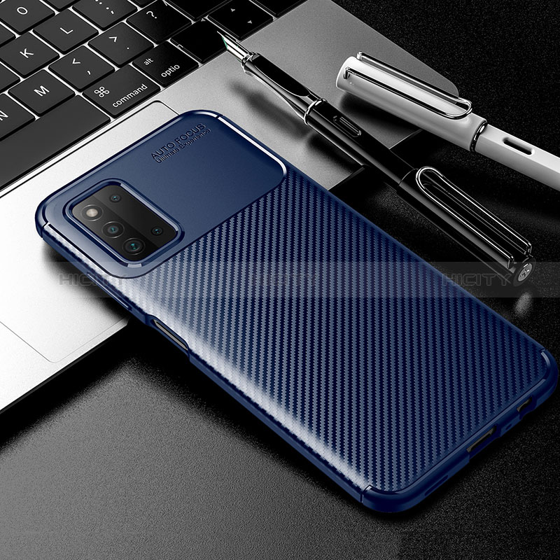 Silicone Candy Rubber TPU Twill Soft Case Cover S01 for Samsung Galaxy F52 5G Blue