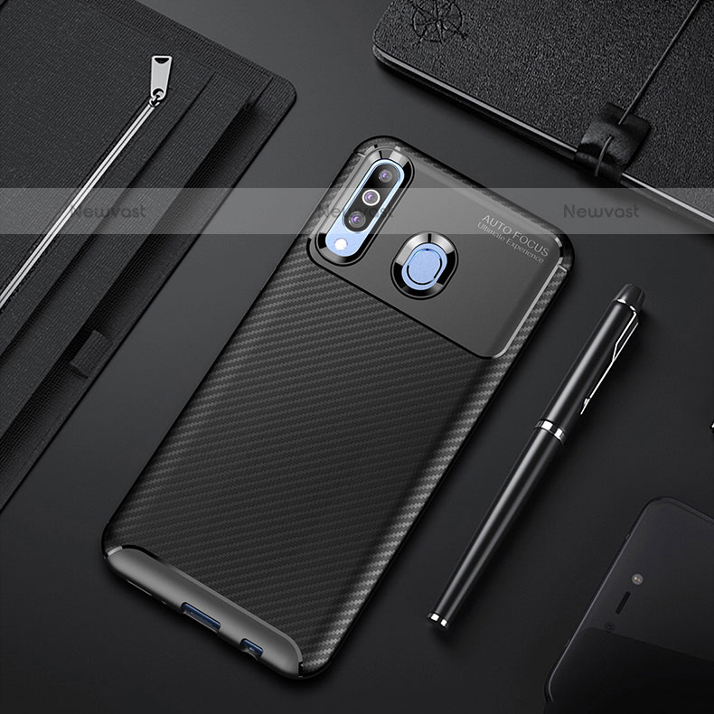 Silicone Candy Rubber TPU Twill Soft Case Cover S01 for Samsung Galaxy M30 Black