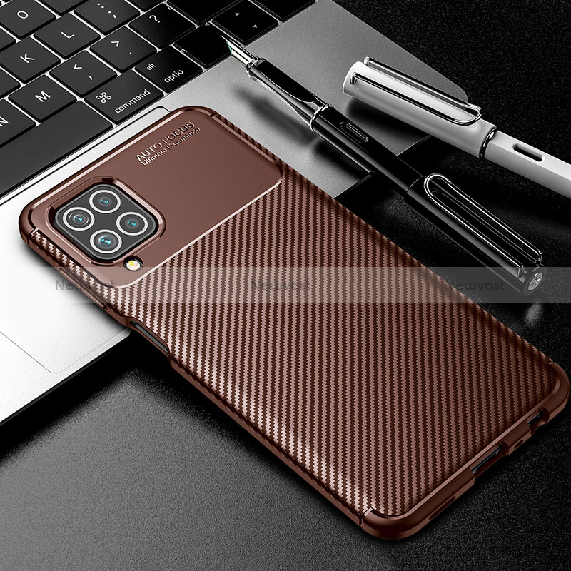 Silicone Candy Rubber TPU Twill Soft Case Cover S01 for Samsung Galaxy M32 4G Brown