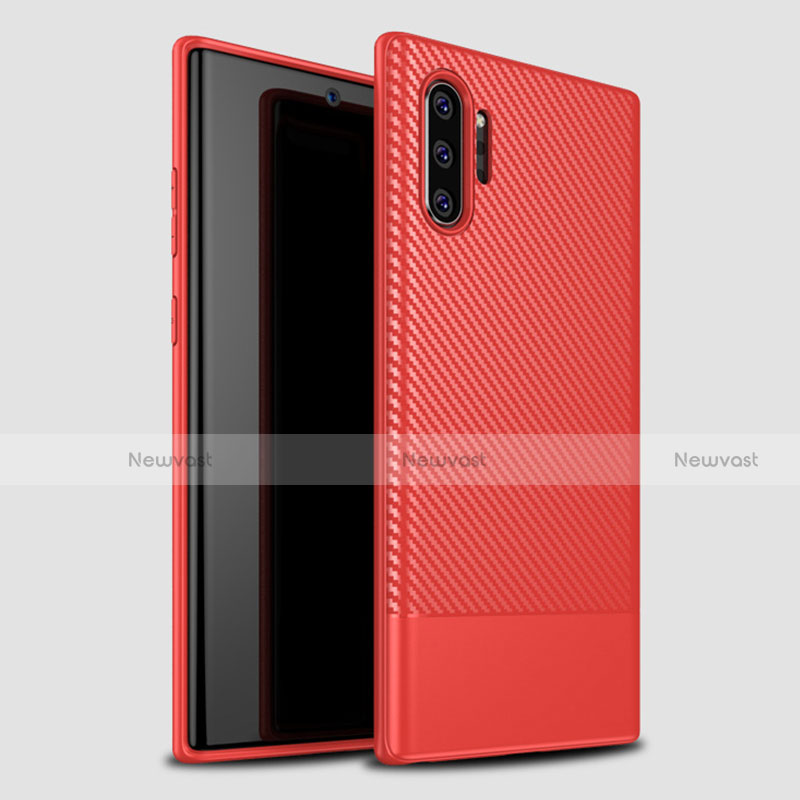 Silicone Candy Rubber TPU Twill Soft Case Cover S01 for Samsung Galaxy Note 10 Plus 5G Red