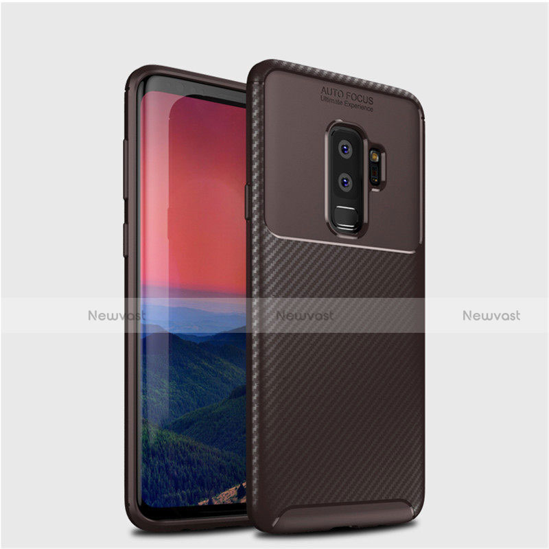 Silicone Candy Rubber TPU Twill Soft Case Cover S01 for Samsung Galaxy S9 Plus Brown