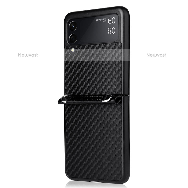 Silicone Candy Rubber TPU Twill Soft Case Cover S01 for Samsung Galaxy Z Flip3 5G Black