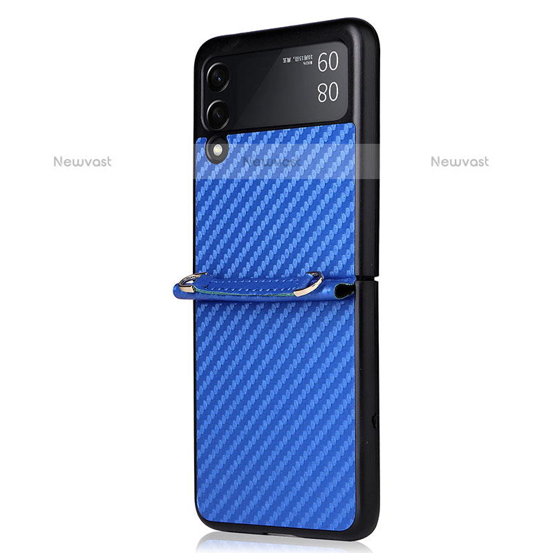 Silicone Candy Rubber TPU Twill Soft Case Cover S01 for Samsung Galaxy Z Flip3 5G Blue