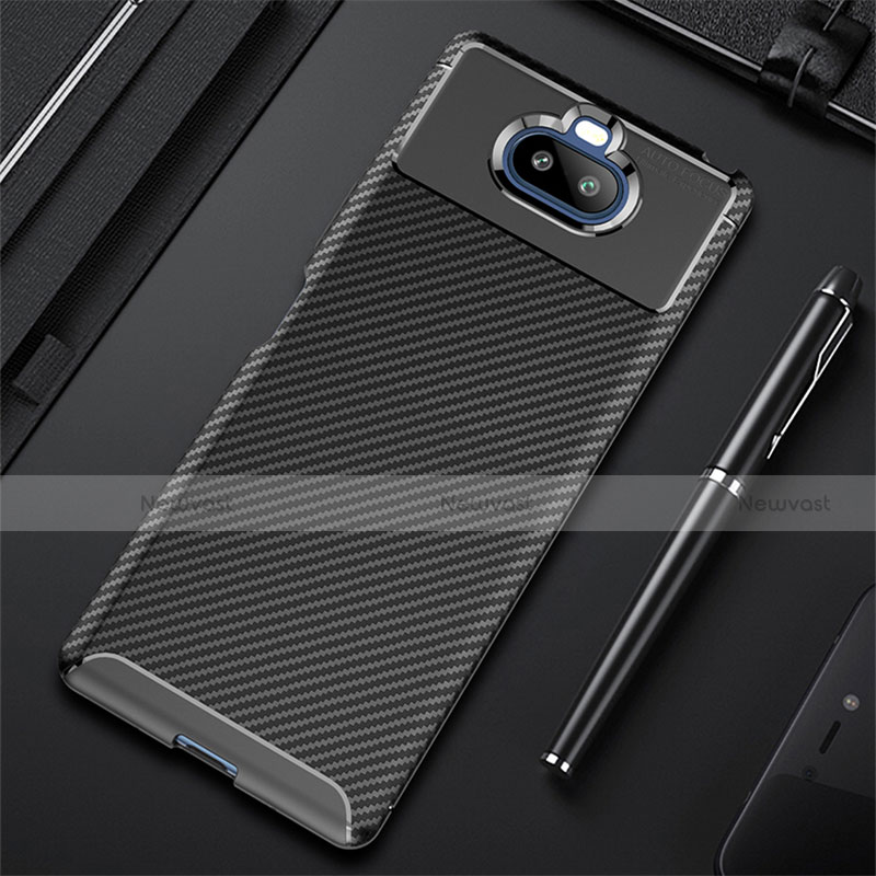 Silicone Candy Rubber TPU Twill Soft Case Cover S01 for Sony Xperia 8 Black