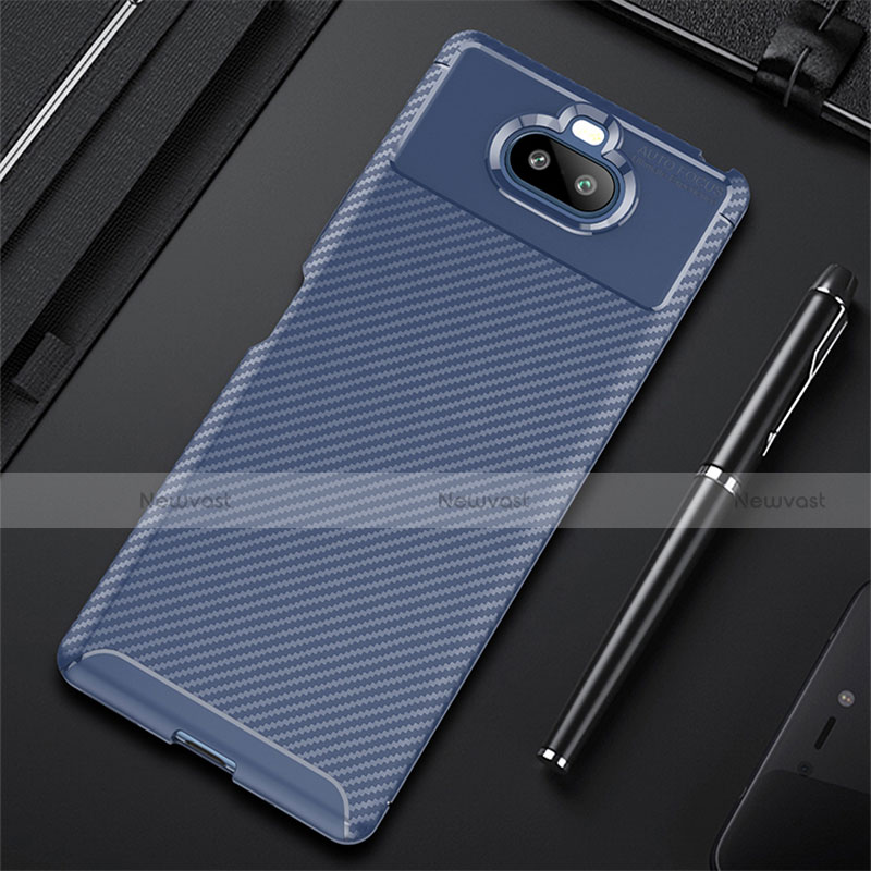 Silicone Candy Rubber TPU Twill Soft Case Cover S01 for Sony Xperia 8 Blue