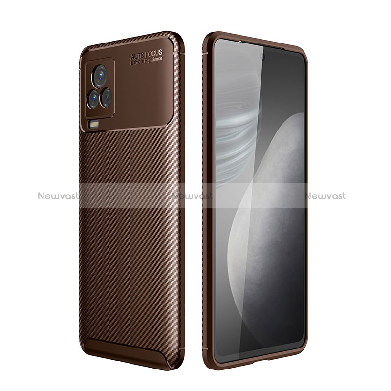 Silicone Candy Rubber TPU Twill Soft Case Cover S01 for Vivo iQOO 7 5G Brown