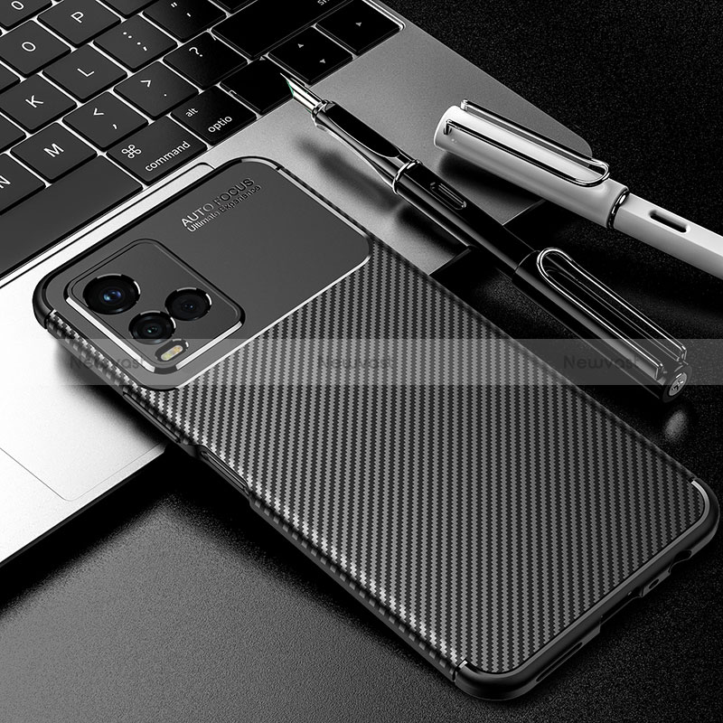 Silicone Candy Rubber TPU Twill Soft Case Cover S01 for Vivo Y21a Black