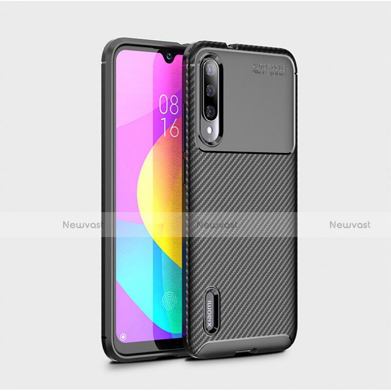 Silicone Candy Rubber TPU Twill Soft Case Cover S01 for Xiaomi Mi A3 Black