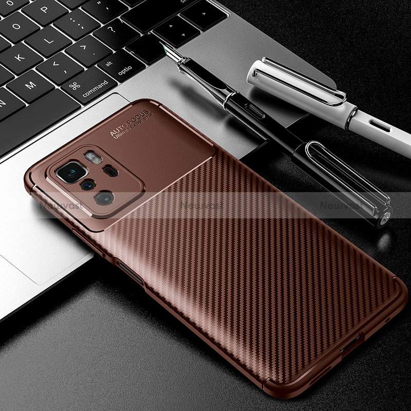 Silicone Candy Rubber TPU Twill Soft Case Cover S01 for Xiaomi Poco X3 GT 5G Brown
