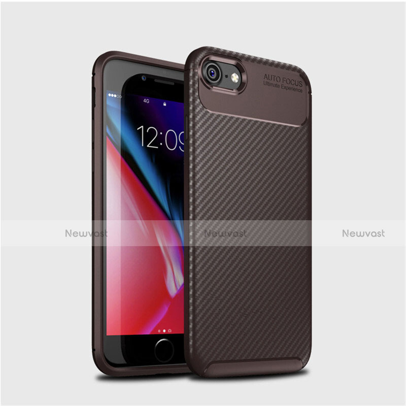 Silicone Candy Rubber TPU Twill Soft Case Cover S02 for Apple iPhone 7 Brown