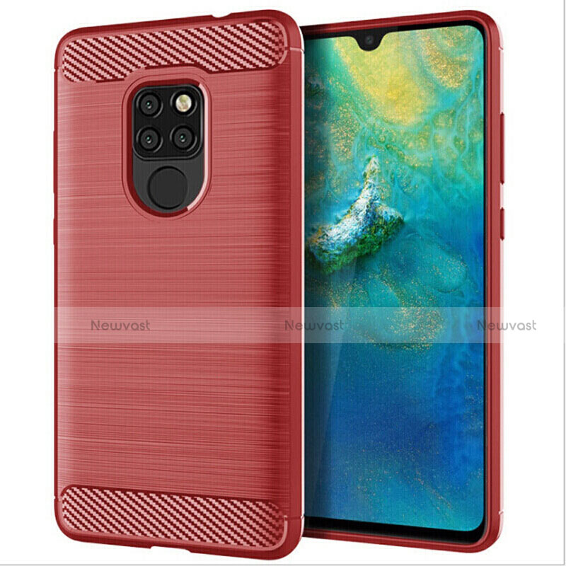 Silicone Candy Rubber TPU Twill Soft Case Cover S02 for Huawei Mate 20 Red