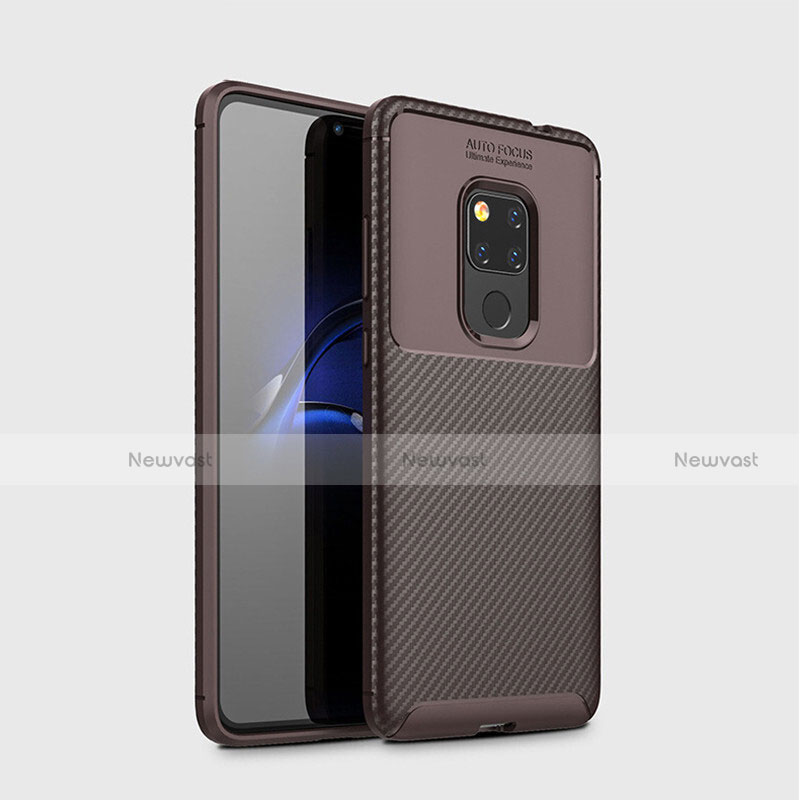 Silicone Candy Rubber TPU Twill Soft Case Cover S03 for Huawei Mate 20 Brown