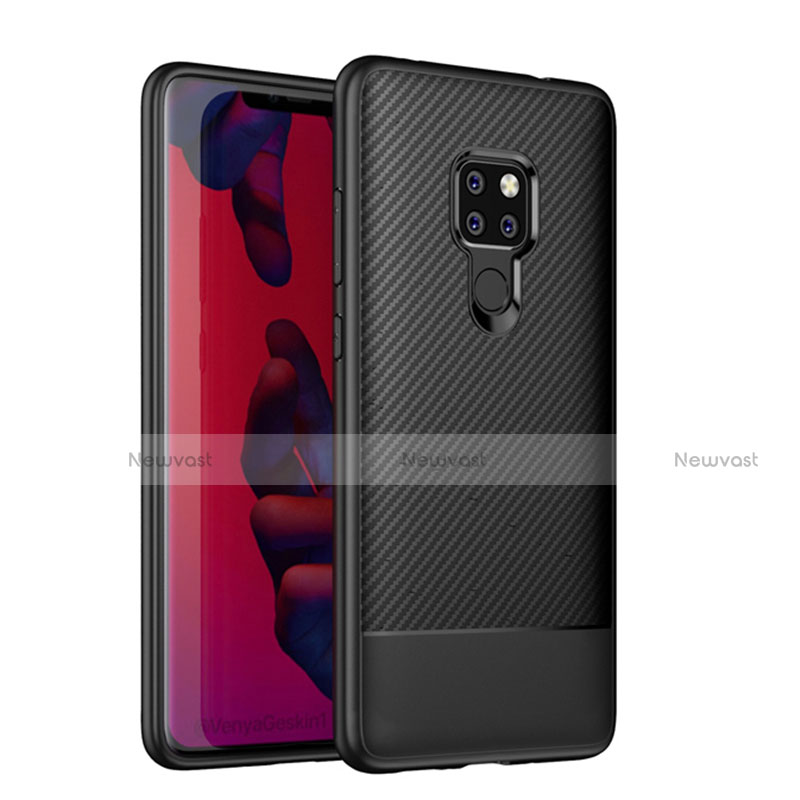 Silicone Candy Rubber TPU Twill Soft Case Cover S04 for Huawei Mate 20 Black