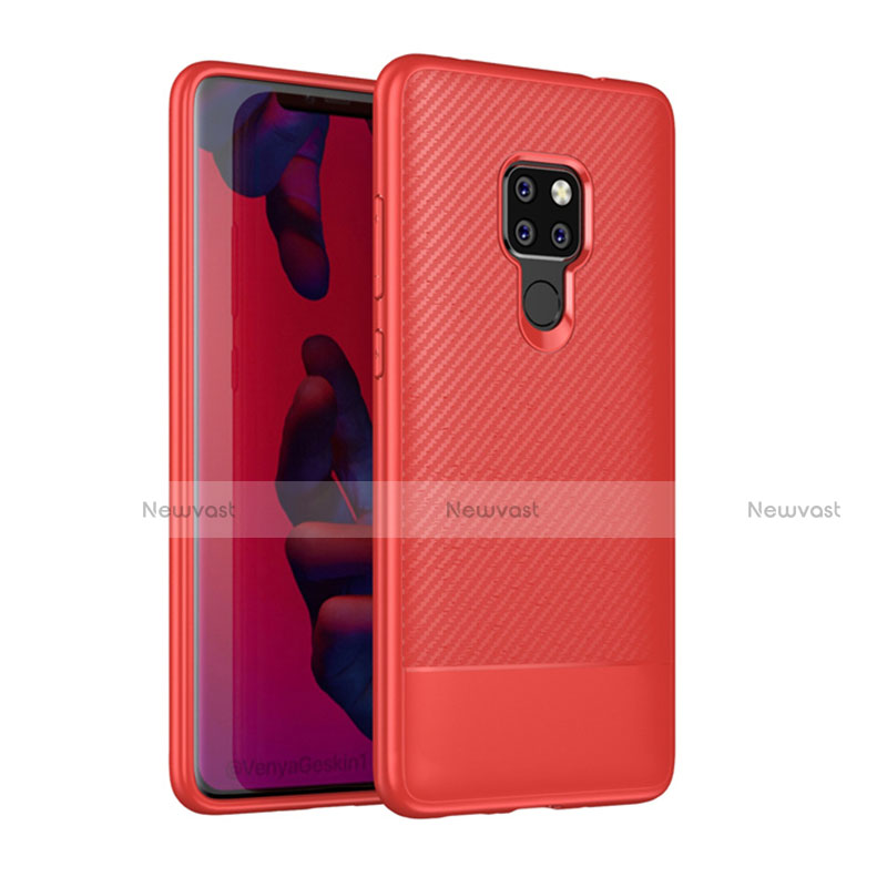 Silicone Candy Rubber TPU Twill Soft Case Cover S04 for Huawei Mate 20 Red