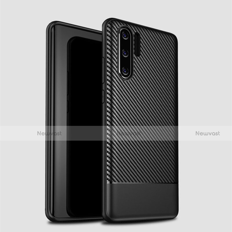 Silicone Candy Rubber TPU Twill Soft Case Cover S04 for Huawei P30 Pro Black