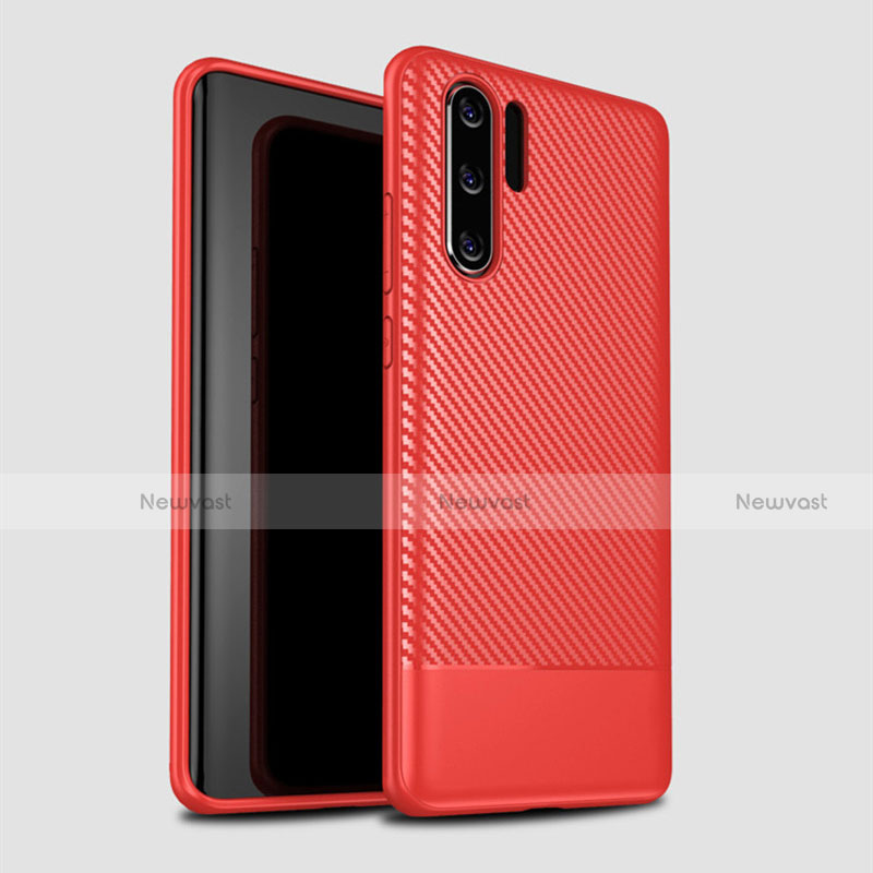 Silicone Candy Rubber TPU Twill Soft Case Cover S04 for Huawei P30 Pro New Edition Red