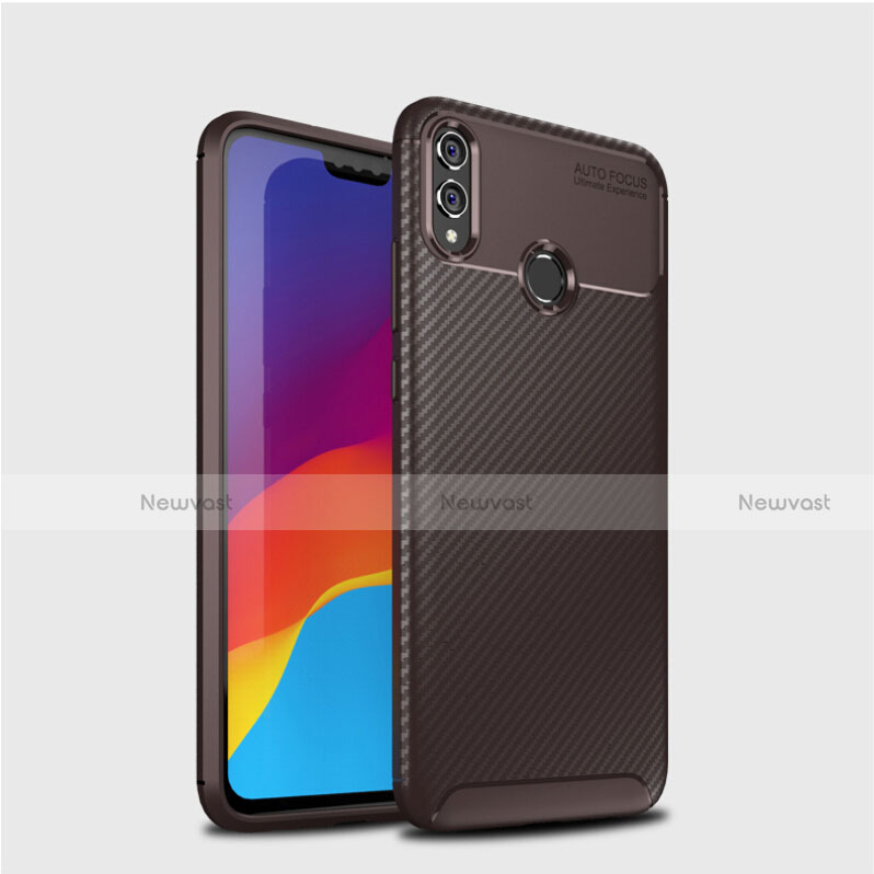 Silicone Candy Rubber TPU Twill Soft Case Cover T01 for Huawei Honor View 10 Lite Brown