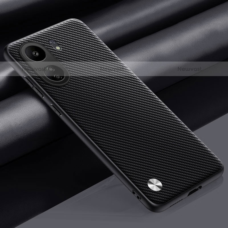 Silicone Candy Rubber TPU Twill Soft Case Cover T01 for Xiaomi Redmi 13C Black