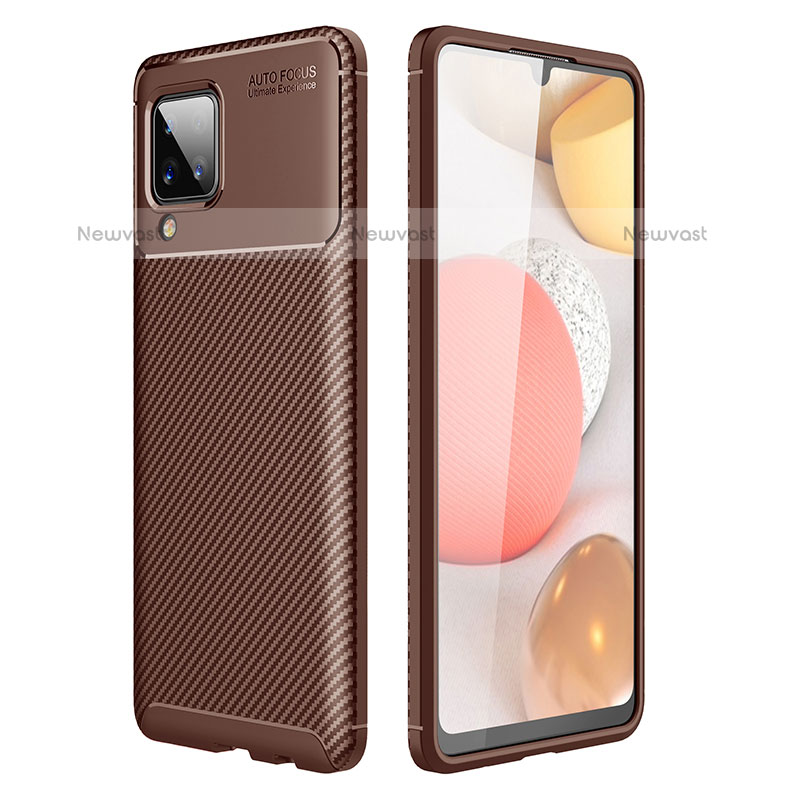 Silicone Candy Rubber TPU Twill Soft Case Cover WL1 for Samsung Galaxy F12 Brown