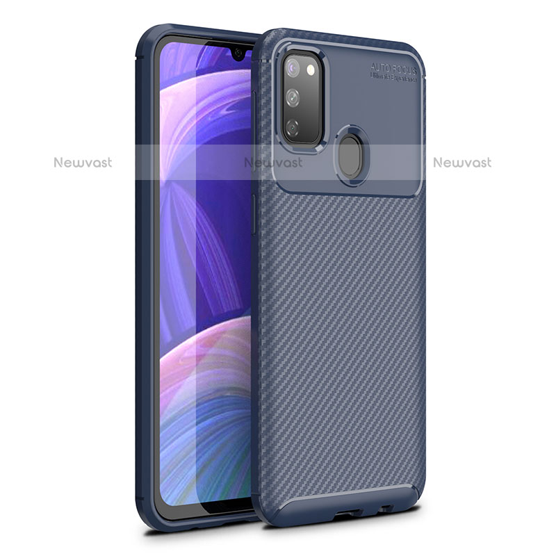 Silicone Candy Rubber TPU Twill Soft Case Cover WL1 for Samsung Galaxy M30s Blue