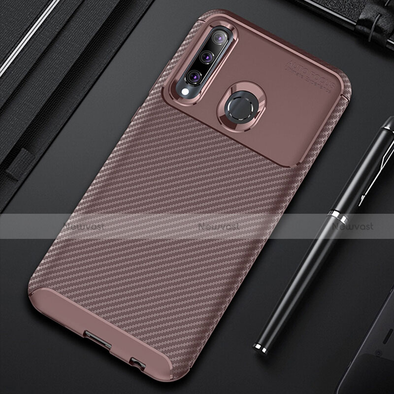 Silicone Candy Rubber TPU Twill Soft Case Cover Y01 for Huawei Honor 10i Brown