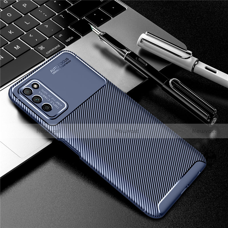 Silicone Candy Rubber TPU Twill Soft Case Cover Y01 for Huawei Honor 30 Lite 5G Blue