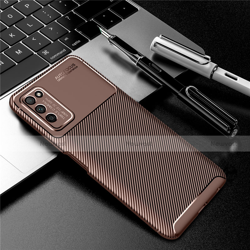 Silicone Candy Rubber TPU Twill Soft Case Cover Y01 for Huawei Honor 30 Lite 5G Brown