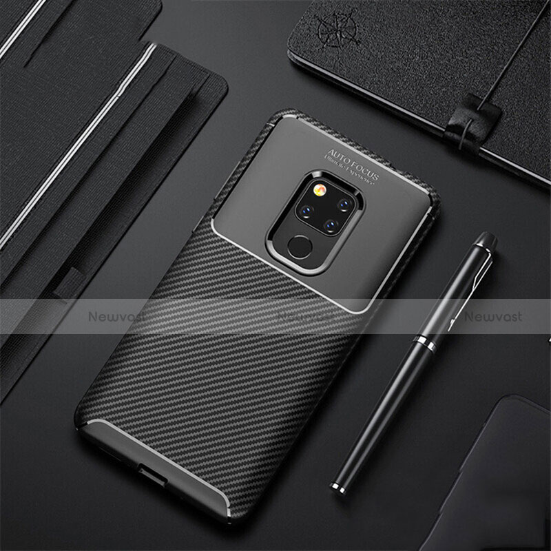 Silicone Candy Rubber TPU Twill Soft Case Cover Y01 for Huawei Mate 20 Black